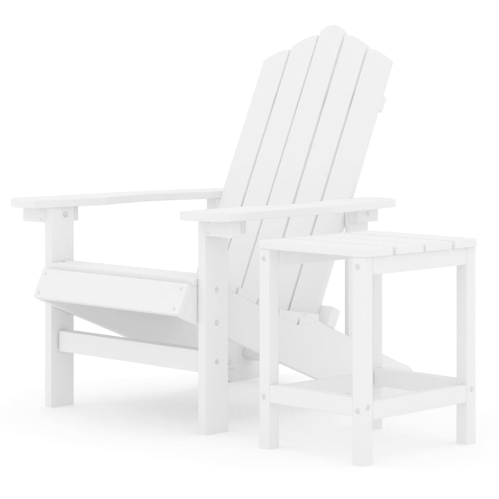 Adirondack puutarhatuoli pöydällä HDPE valkoinen - Sisustajankoti.fi