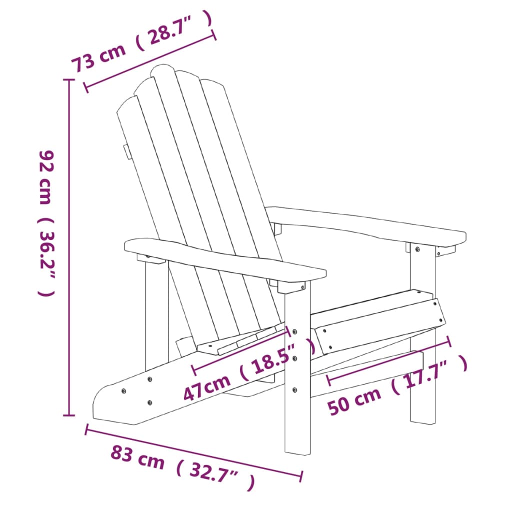 Adirondack puutarhatuoli pöydällä HDPE antrasiitti - Sisustajankoti.fi