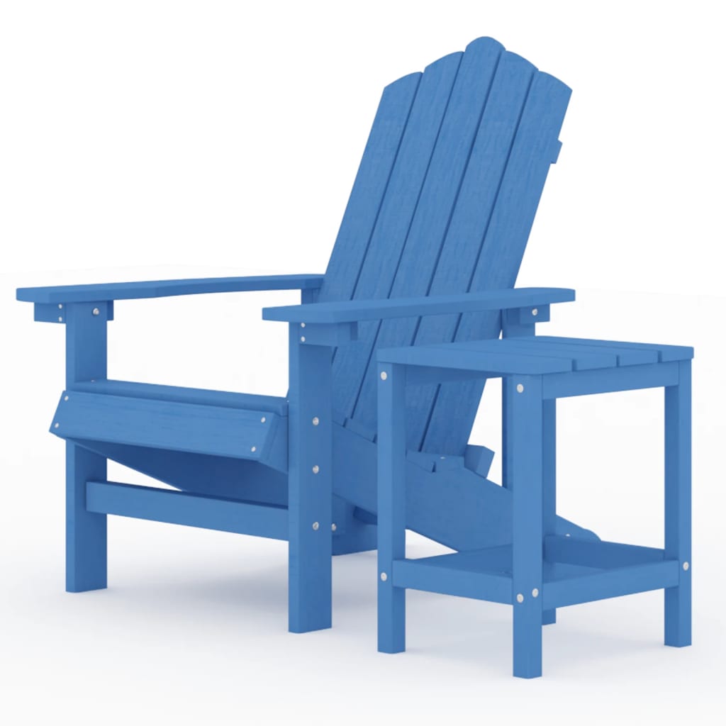 Adirondack puutarhatuoli pöydällä HDPE vedensininen - Sisustajankoti.fi