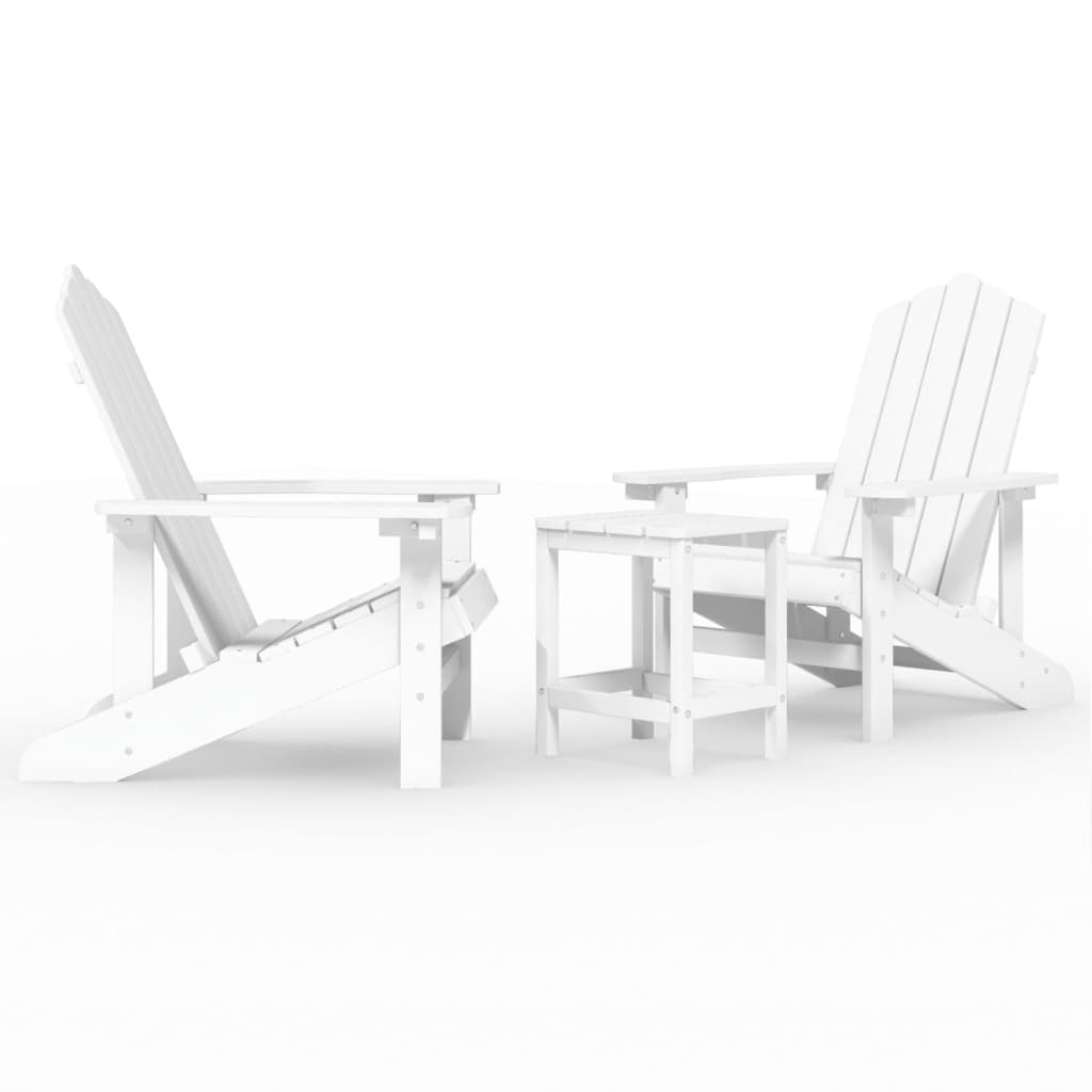Adirondack puutarhatuolit pöydällä HDPE valkoinen - Sisustajankoti.fi