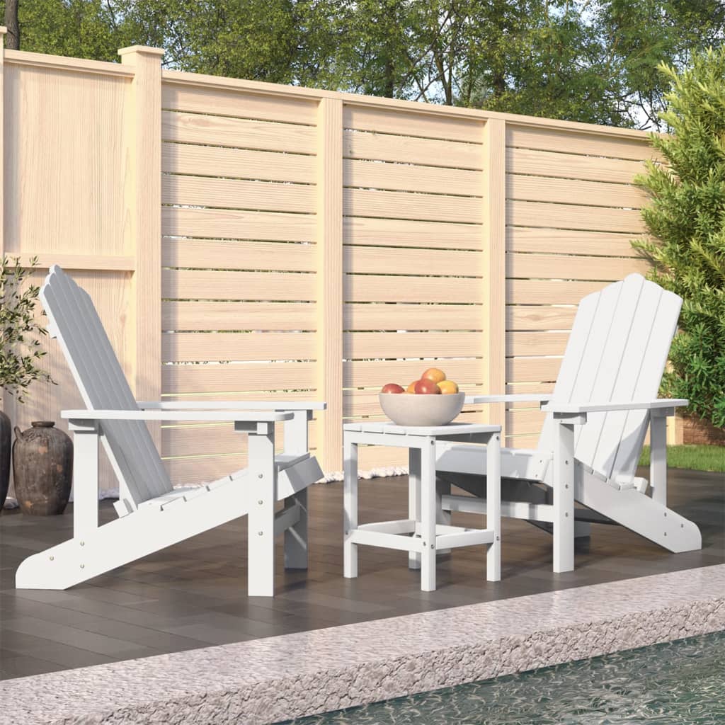 Adirondack puutarhatuolit pöydällä HDPE valkoinen - Sisustajankoti.fi