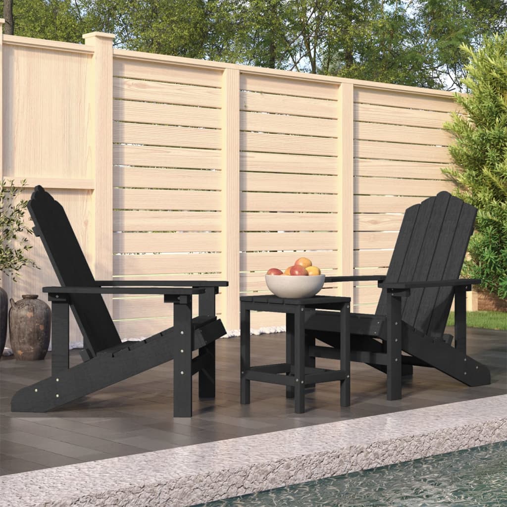 Adirondack puutarhatuolit pöydällä HDPE antrasiitti - Sisustajankoti.fi