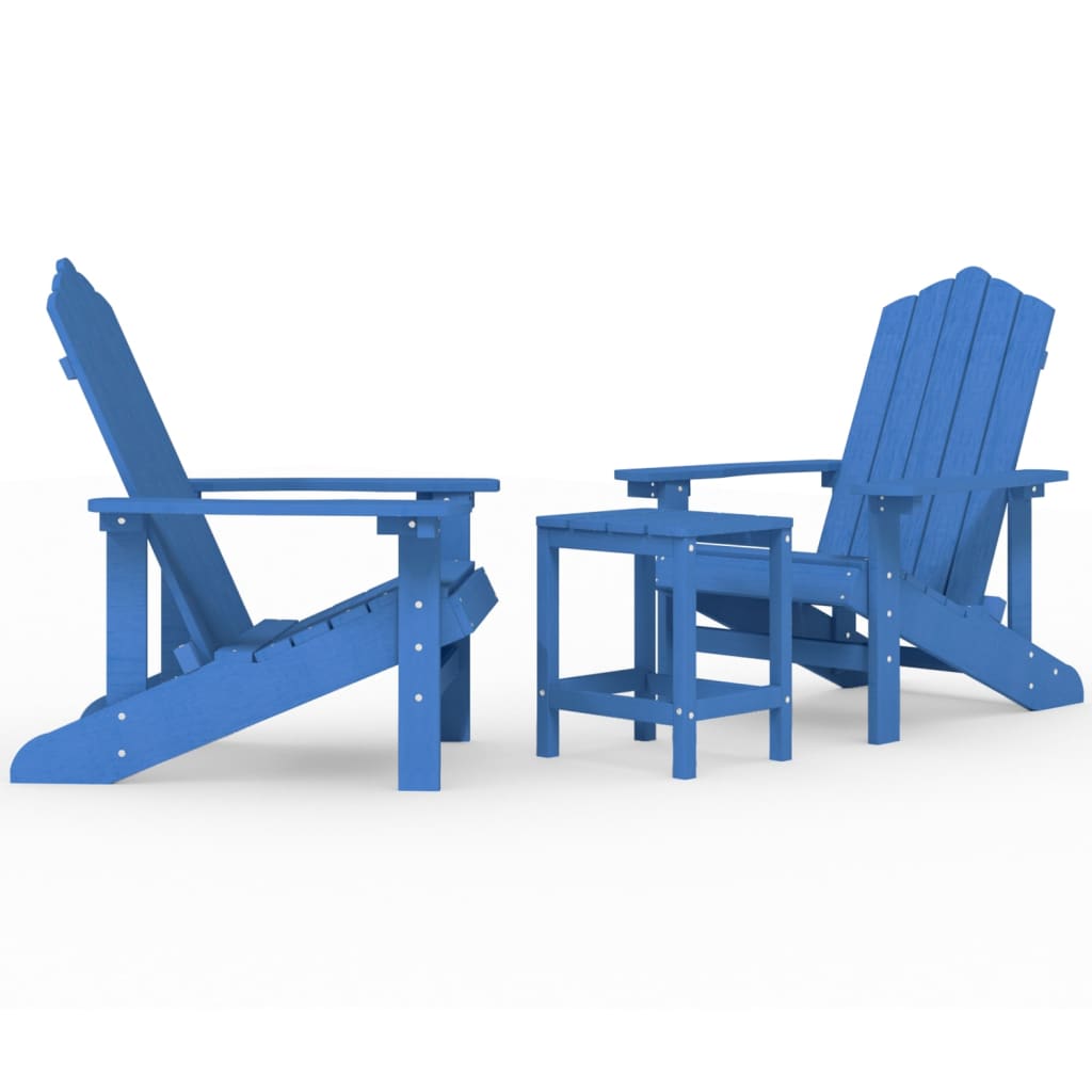 Adirondack puutarhatuolit pöydällä HDPE vedensininen - Sisustajankoti.fi
