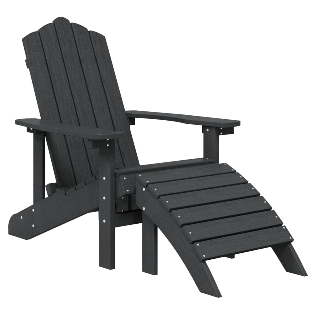 Adirondack puutarhatuoli jalkatuella/pöydällä HDPE antrasiitti - Sisustajankoti.fi