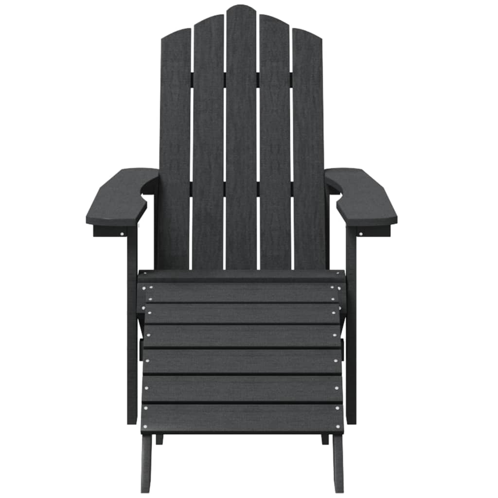 Adirondack puutarhatuoli jalkatuella/pöydällä HDPE antrasiitti - Sisustajankoti.fi