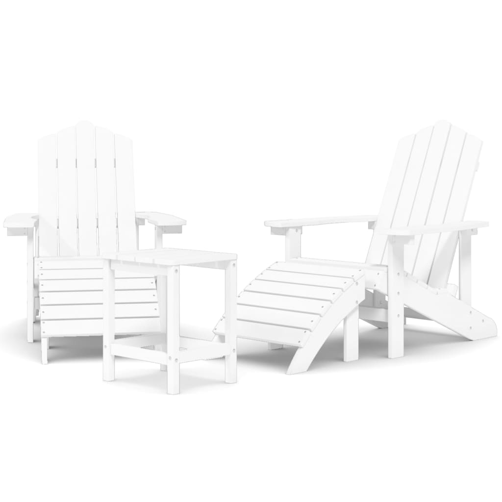 Adirondack puutarhatuolit jalkatuilla/pöydällä HDPE valkoinen - Sisustajankoti.fi