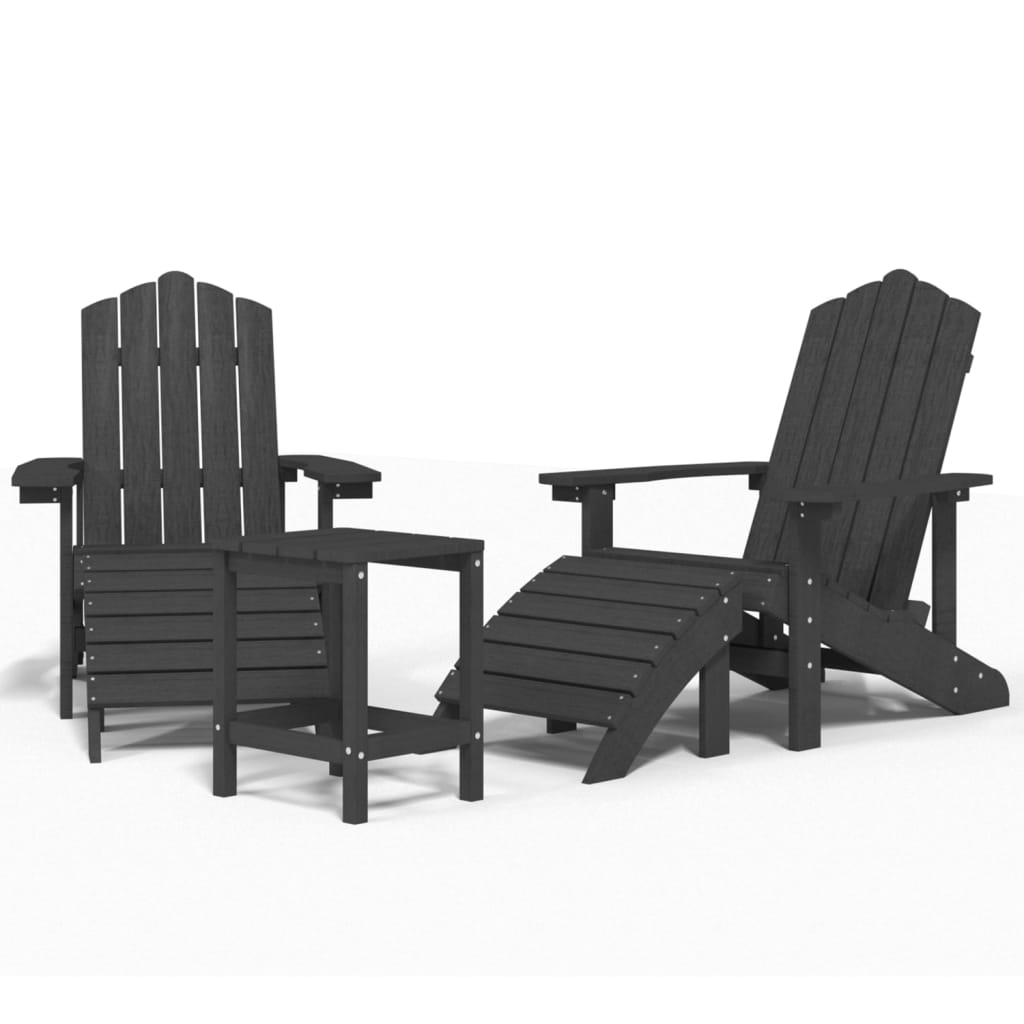 Adirondack puutarhatuolit jalkatuilla/pöydällä HDPE antrasiitti - Sisustajankoti.fi