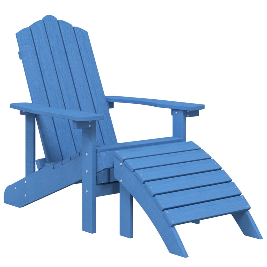 Adirondack puutarhatuolit jalkatuet ja pöytä HDPE vedensininen - Sisustajankoti.fi