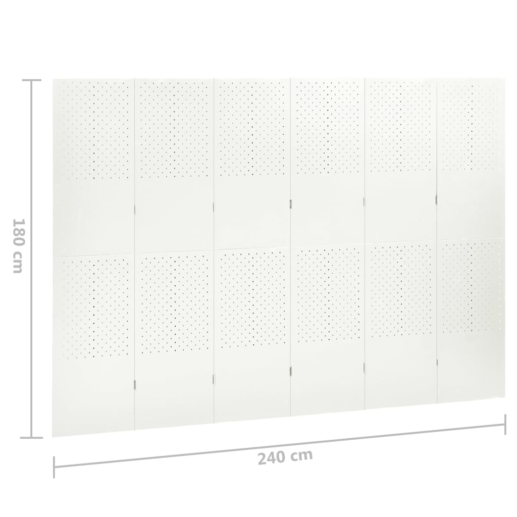 6-paneeliset tilanjakajat 2 kpl 240x180 cm valkoinen teräs - Sisustajankoti.fi