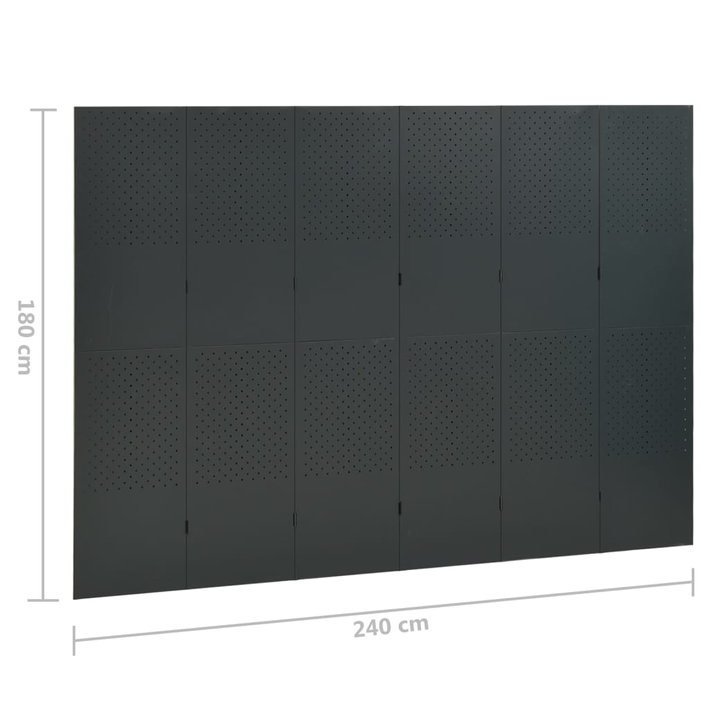 6-paneeliset tilanjakajat 2 kpl 240x180 cm antrasiitti teräs - Sisustajankoti.fi