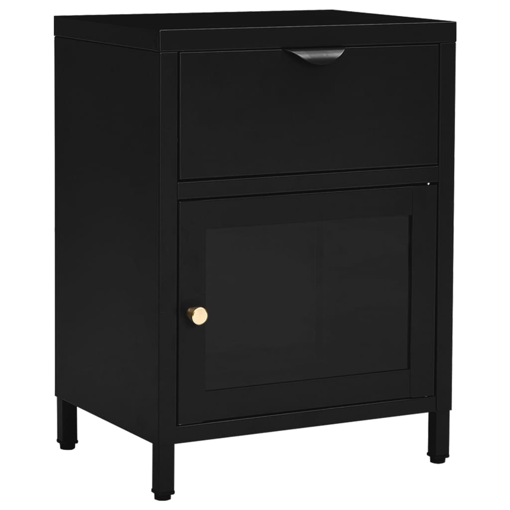 Yöpöydät 2 kpl musta 40x30x54,5 cm teräs ja lasi - Sisustajankoti.fi