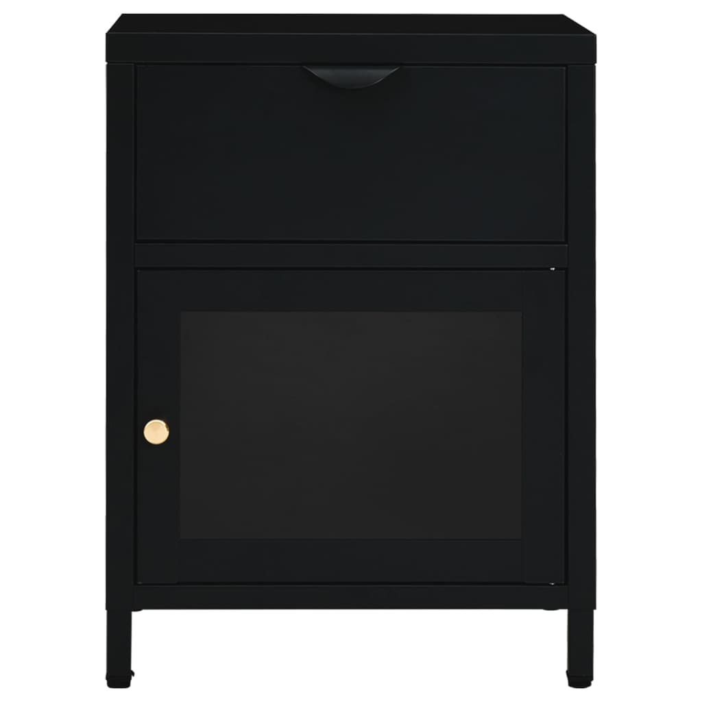 Yöpöydät 2 kpl musta 40x30x54,5 cm teräs ja lasi - Sisustajankoti.fi