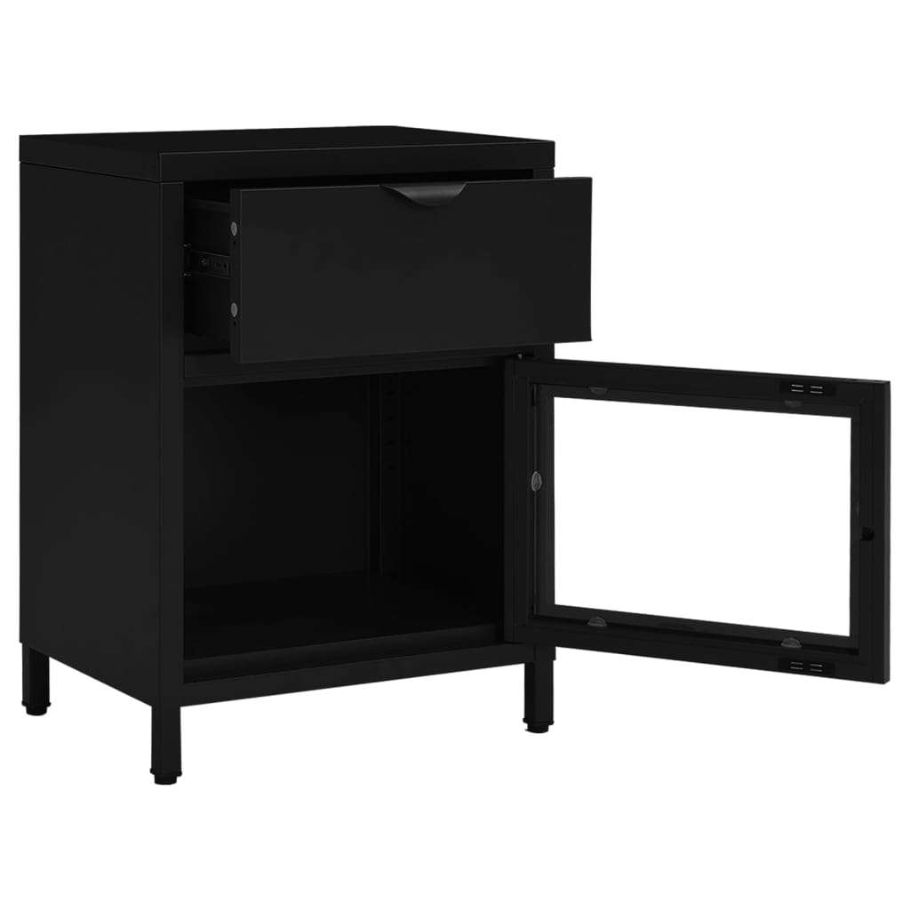 Yöpöydät 2 kpl musta 40x30x54,5 cm teräs ja lasi - Sisustajankoti.fi