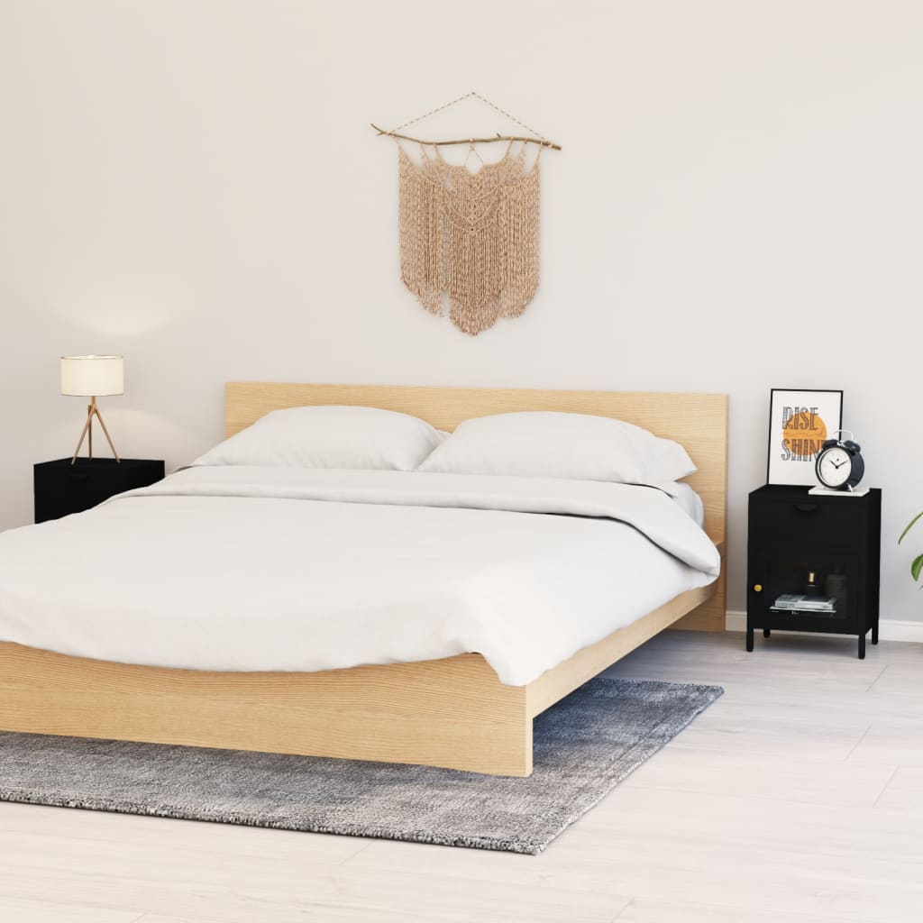 Yöpöydät 2 kpl musta 40x30x54,5 cm teräs ja lasi - Sisustajankoti.fi