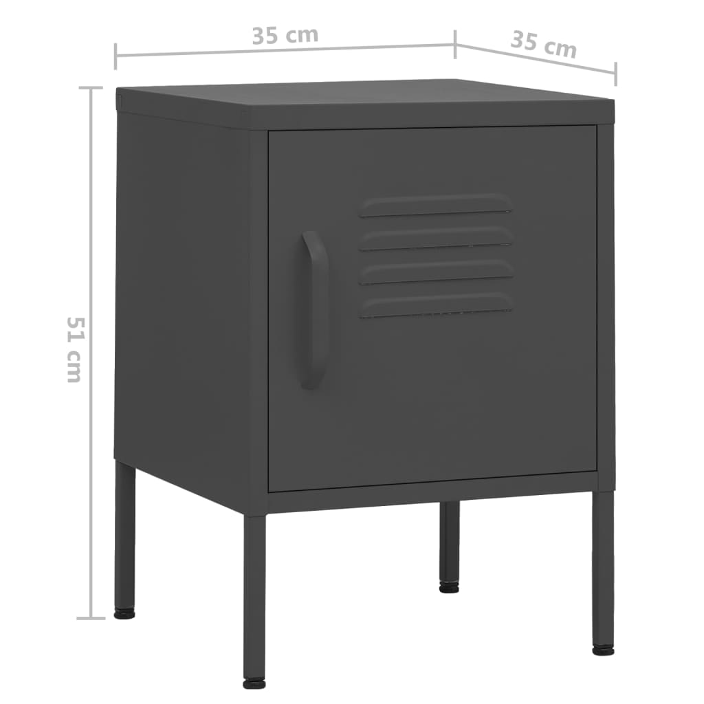 Yöpöydät 2 kpl antrasiitti 35x35x51 cm teräs - Sisustajankoti.fi