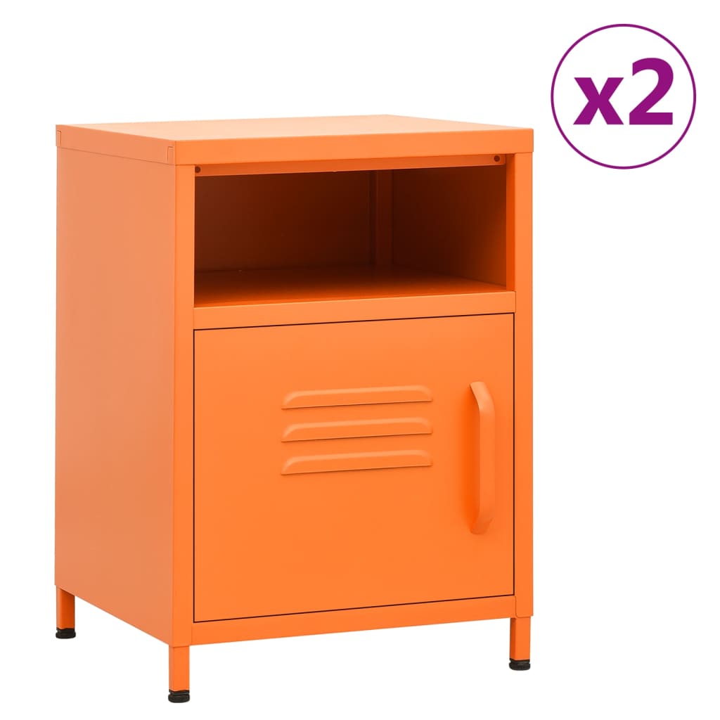 Yöpöydät 2 kpl oranssi 35x35x51 cm teräs - Sisustajankoti.fi