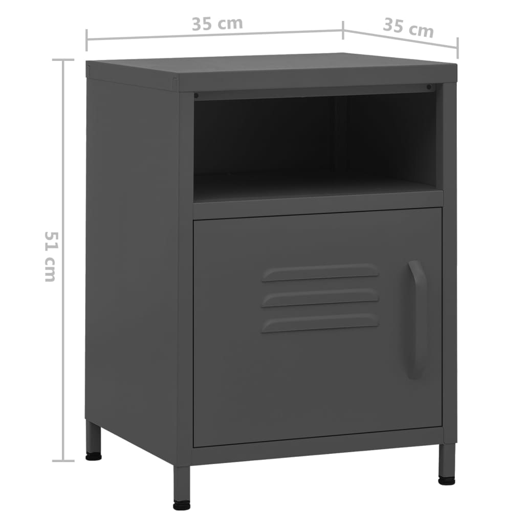 Yöpöydät 2 kpl antrasiitti 35x35x51 cm teräs - Sisustajankoti.fi