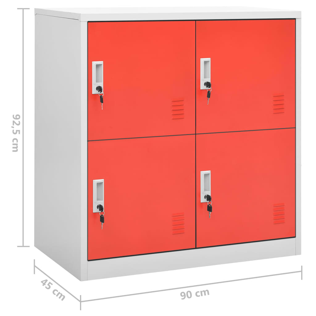 Pukukaapit 2 kpl vaaleanharmaa ja punainen 90x45x92,5 cm teräs - Sisustajankoti.fi