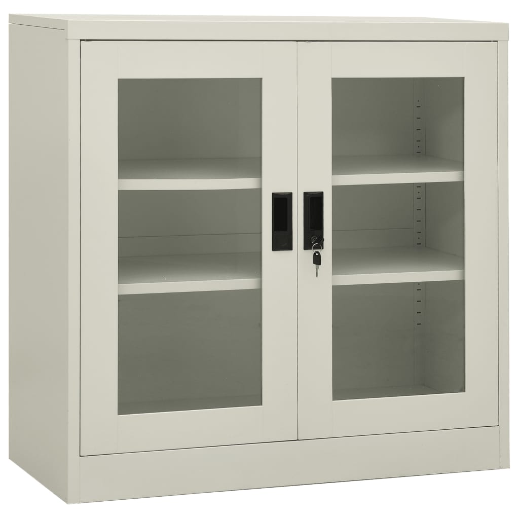 Toimistokaappi kukkalaatikolla vaaleanharmaa 90x40x113 cm teräs - Sisustajankoti.fi