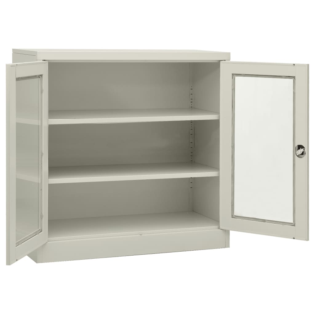 Toimistokaappi kukkalaatikolla vaaleanharmaa 90x40x113 cm teräs - Sisustajankoti.fi