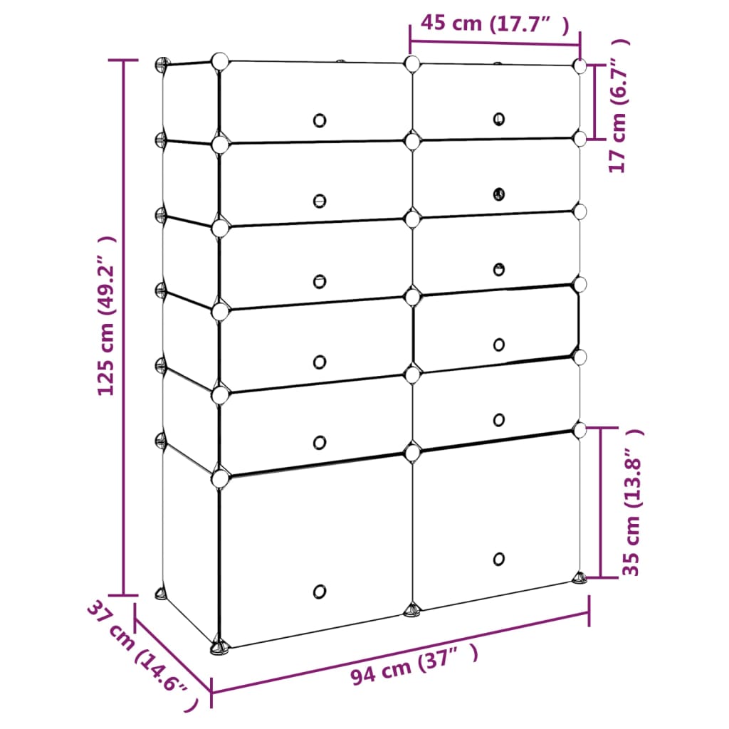 Kenkäteline musta 94x37x125 cm PP - Sisustajankoti.fi
