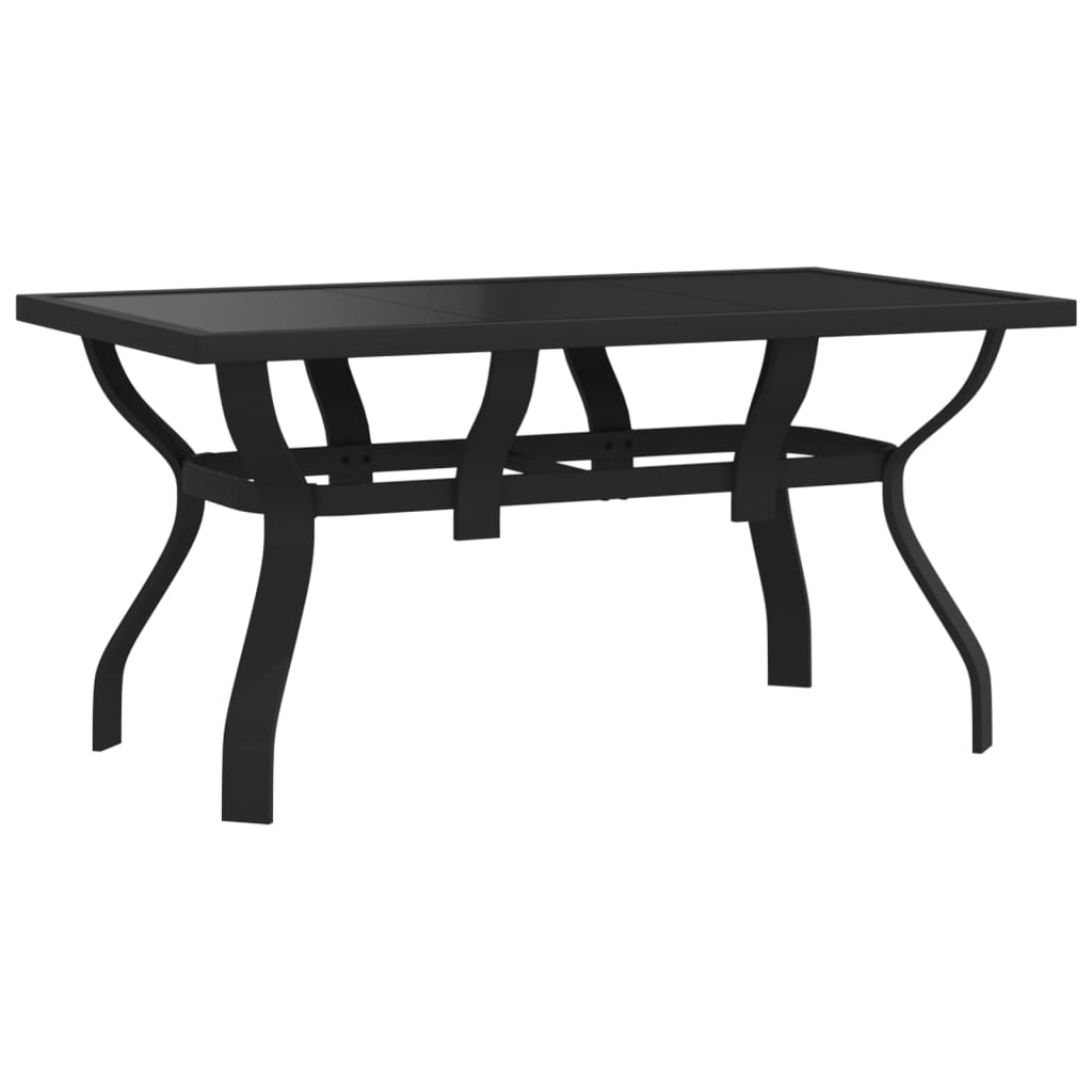Puutarhapöytä musta 140x70x70 cm teräs ja lasi - Sisustajankoti.fi