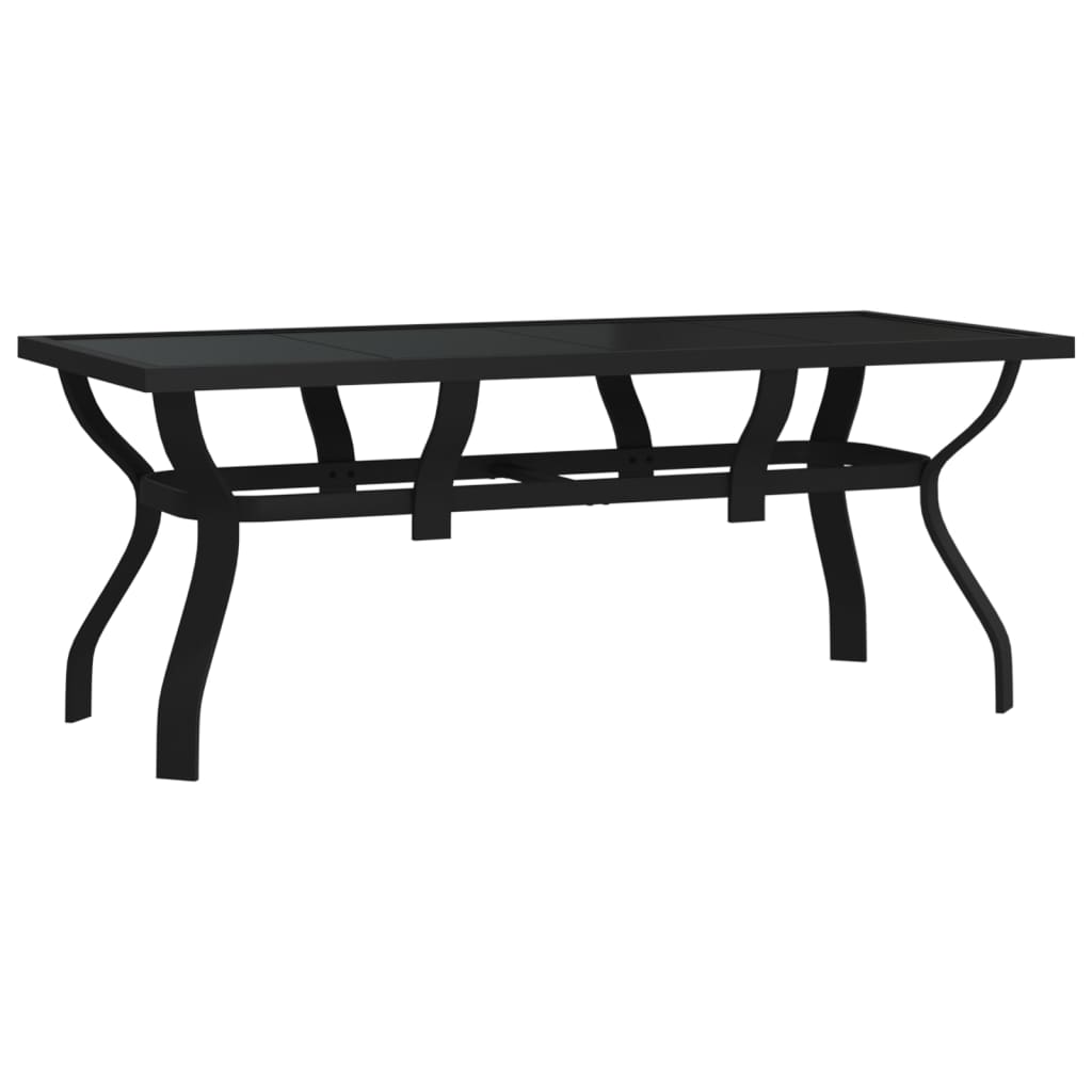 Puutarhapöytä musta 180x80x70 cm teräs ja lasi - Sisustajankoti.fi