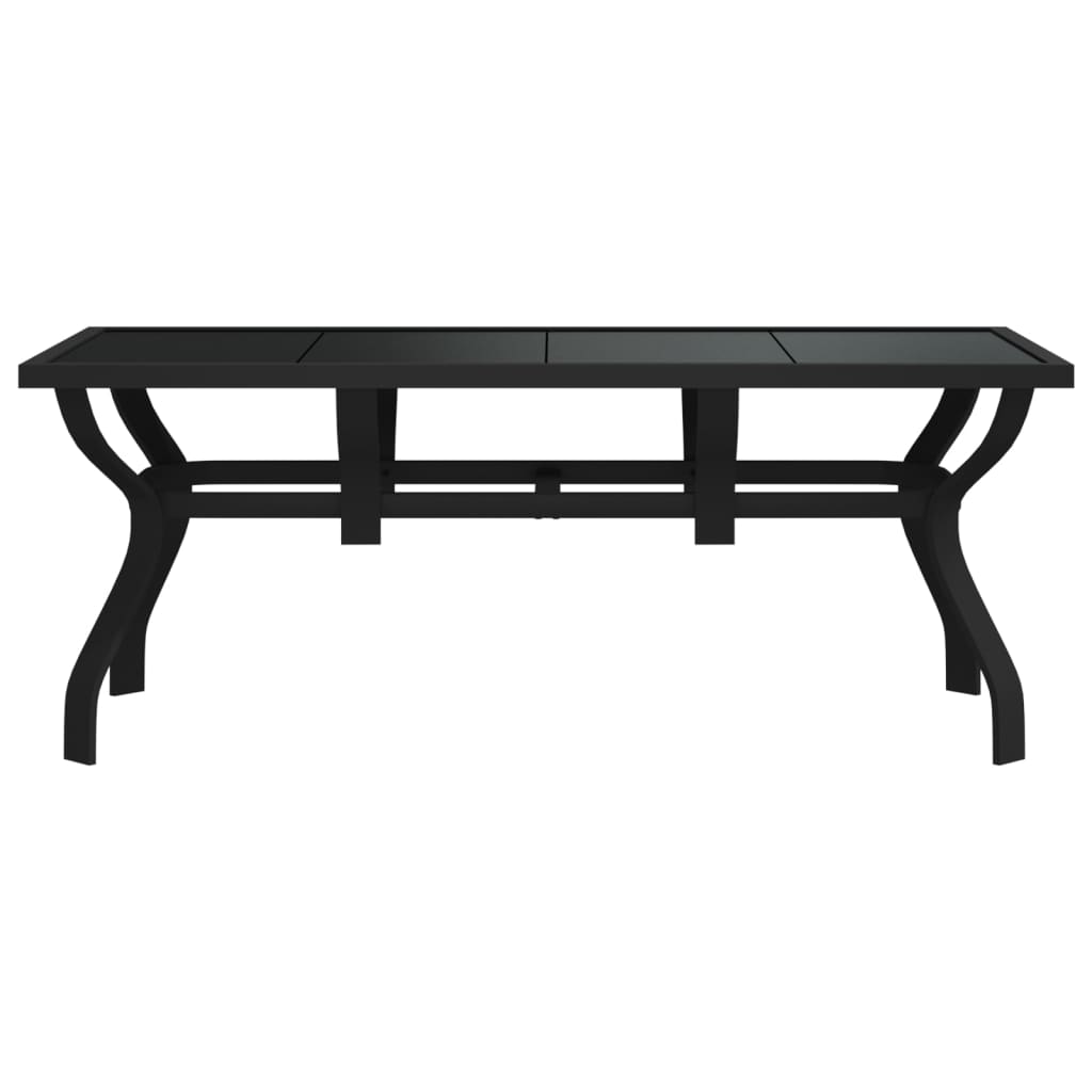 Puutarhapöytä musta 180x80x70 cm teräs ja lasi - Sisustajankoti.fi