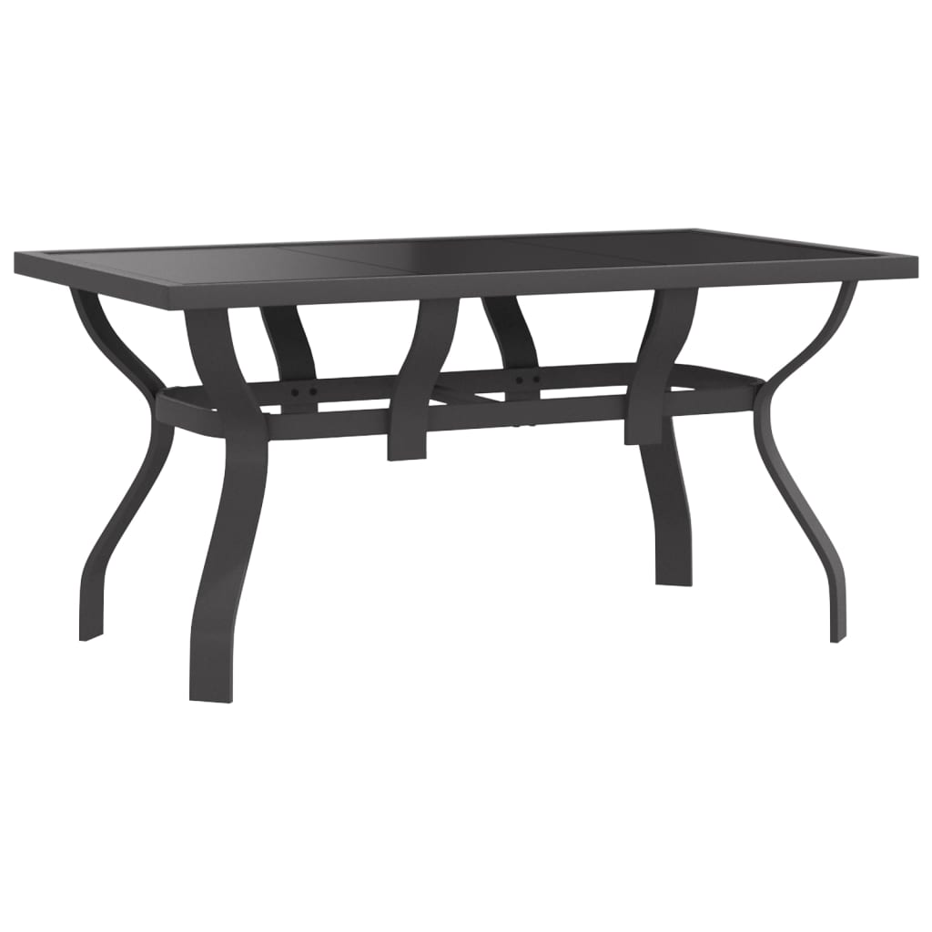 Puutarhapöytä harmaa ja musta 140x70x70 cm teräs ja lasi - Sisustajankoti.fi