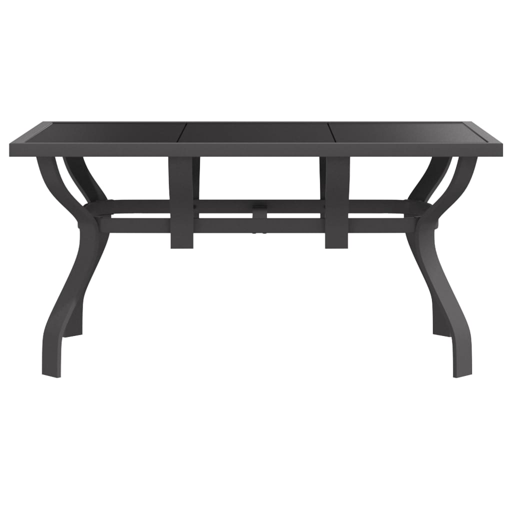 Puutarhapöytä harmaa ja musta 140x70x70 cm teräs ja lasi - Sisustajankoti.fi