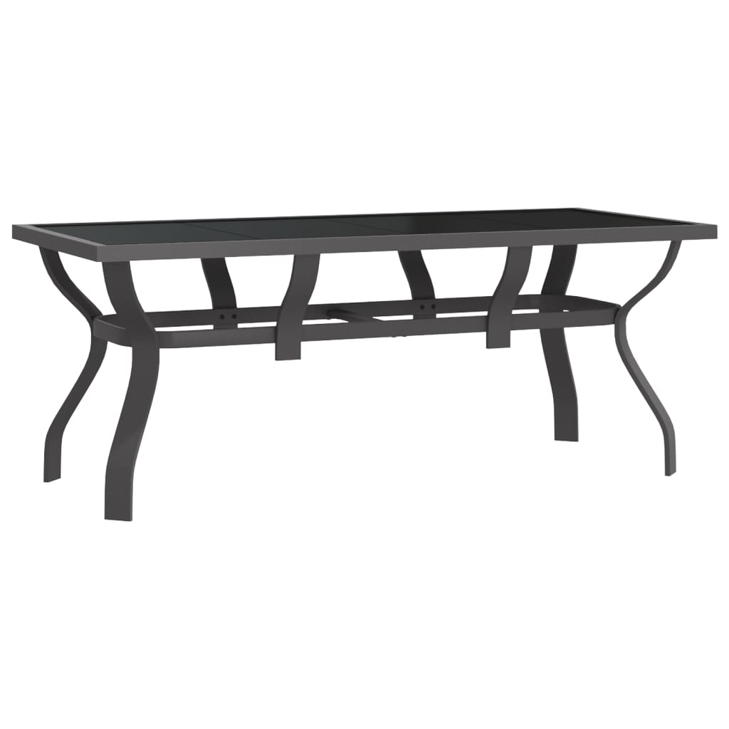Puutarhapöytä harmaa ja musta 180x80x70 cm teräs ja lasi - Sisustajankoti.fi