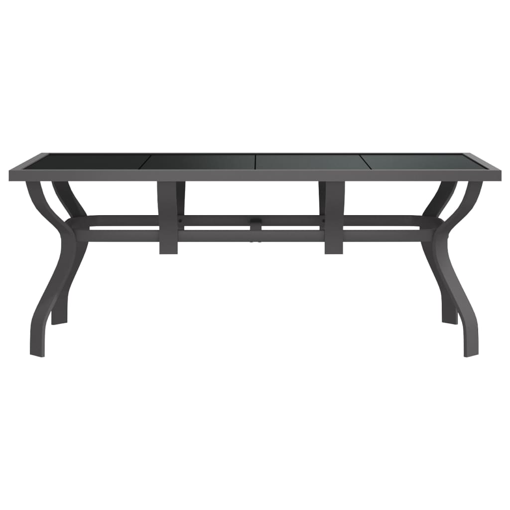 Puutarhapöytä harmaa ja musta 180x80x70 cm teräs ja lasi - Sisustajankoti.fi