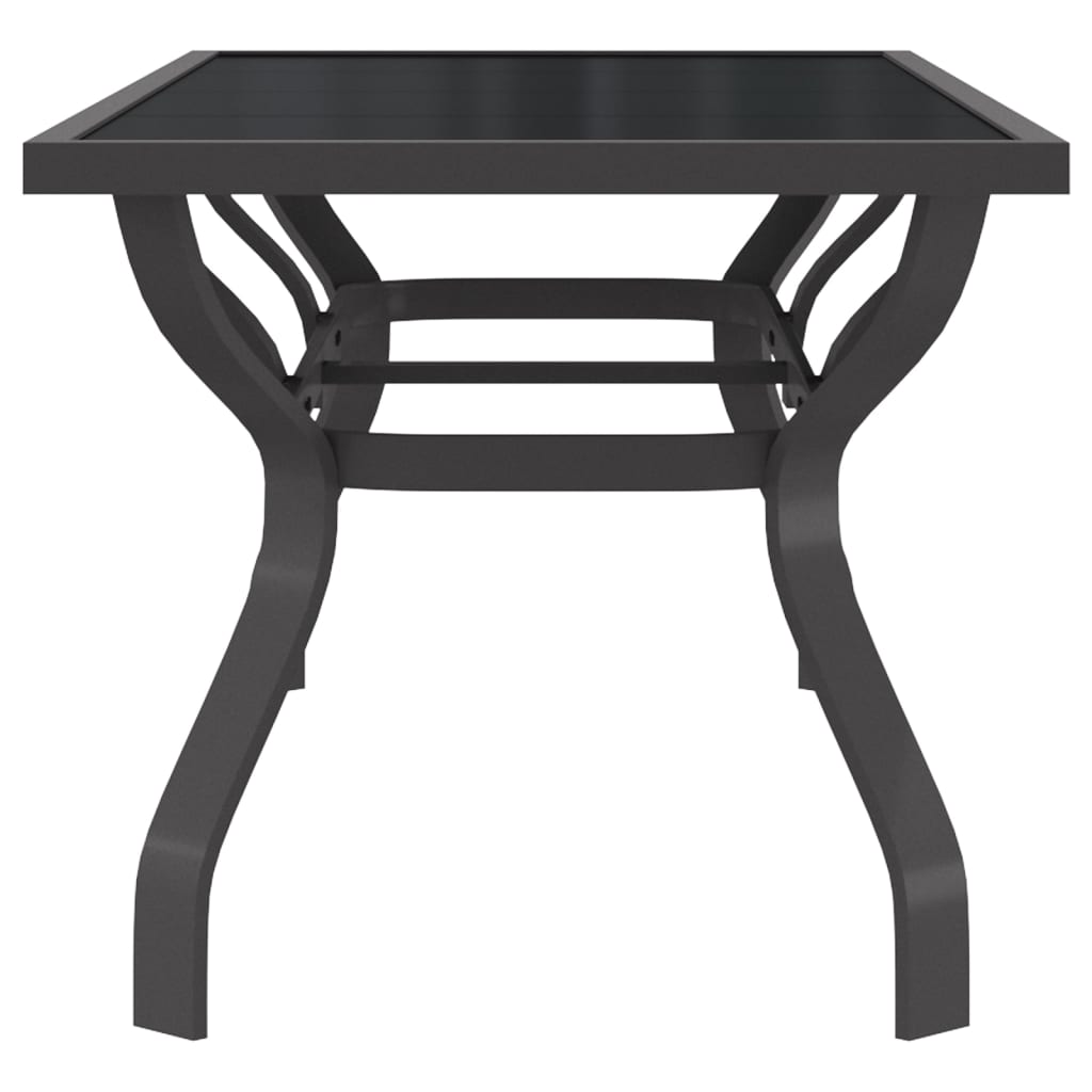 Puutarhapöytä harmaa ja musta 180x80x70 cm teräs ja lasi - Sisustajankoti.fi