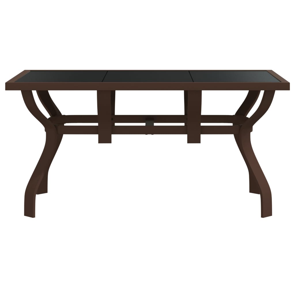 Puutarhapöytä ruskea ja musta 140x70x70 cm teräs ja lasi - Sisustajankoti.fi