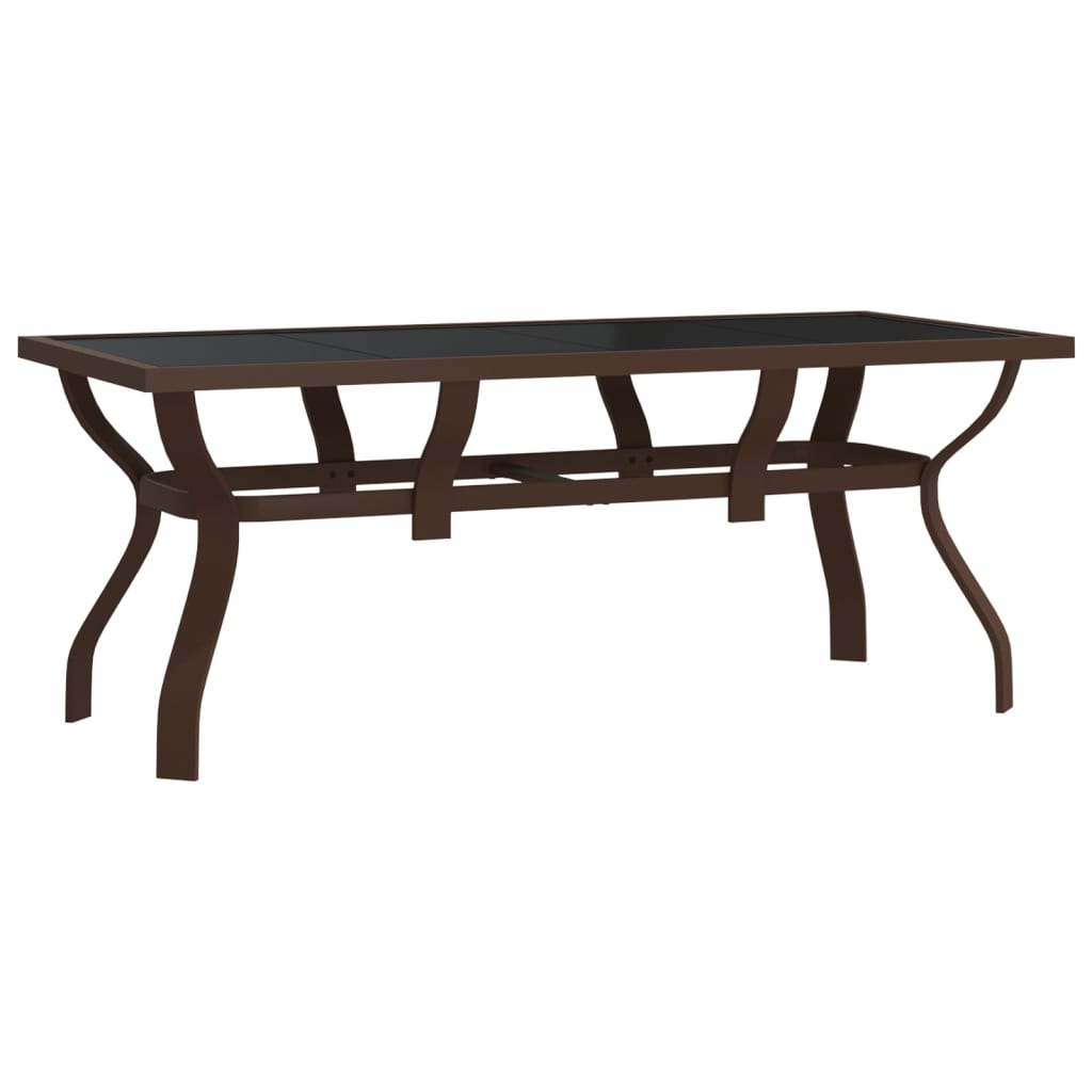 Puutarhapöytä ruskea ja musta 180x80x70 cm teräs ja lasi - Sisustajankoti.fi
