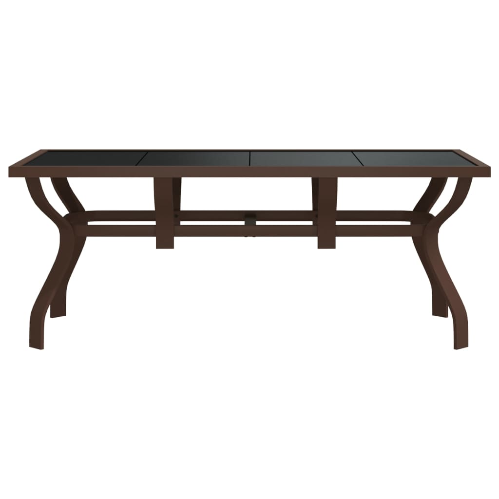 Puutarhapöytä ruskea ja musta 180x80x70 cm teräs ja lasi - Sisustajankoti.fi