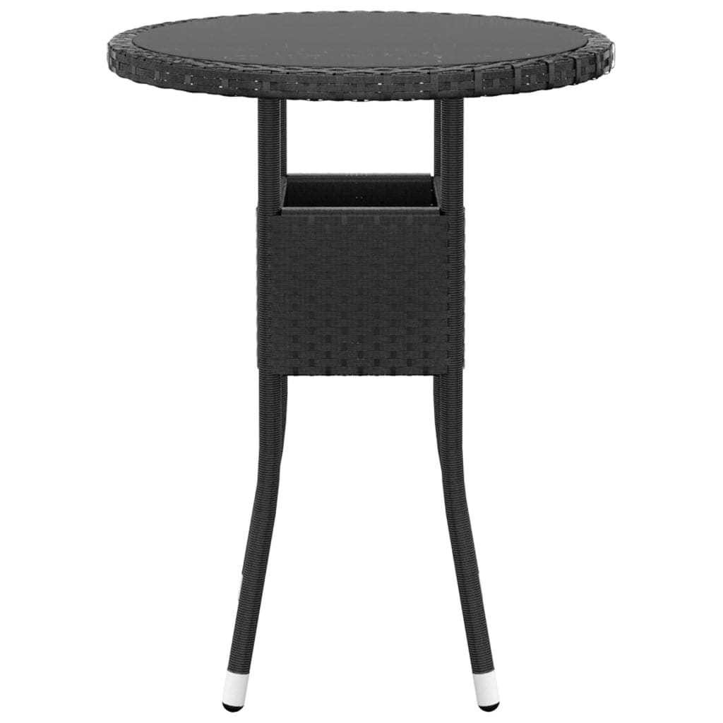 3-osainen Bistrosarja ulos polyrottinki ja karkaistu lasi musta - Sisustajankoti.fi
