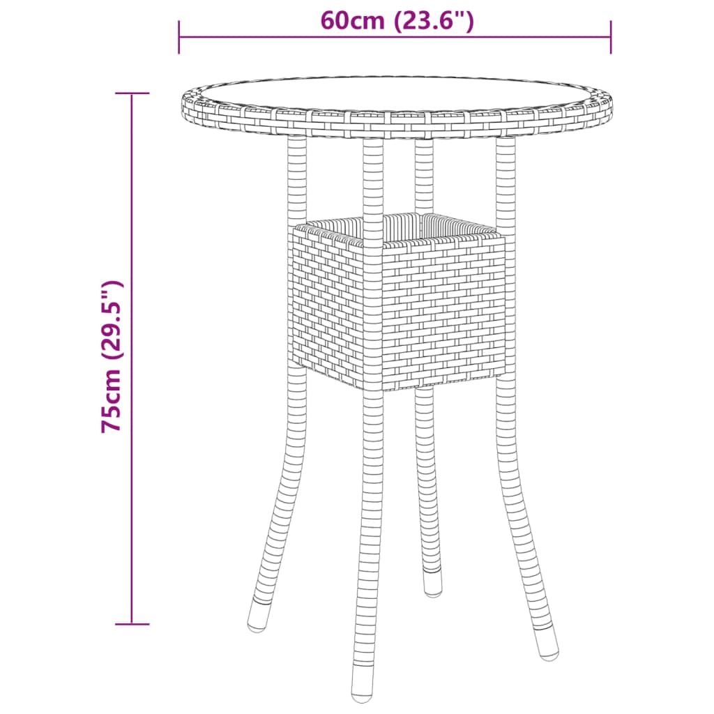 3-osainen Bistrosarja ulos polyrottinki ja karkaistu lasi musta - Sisustajankoti.fi