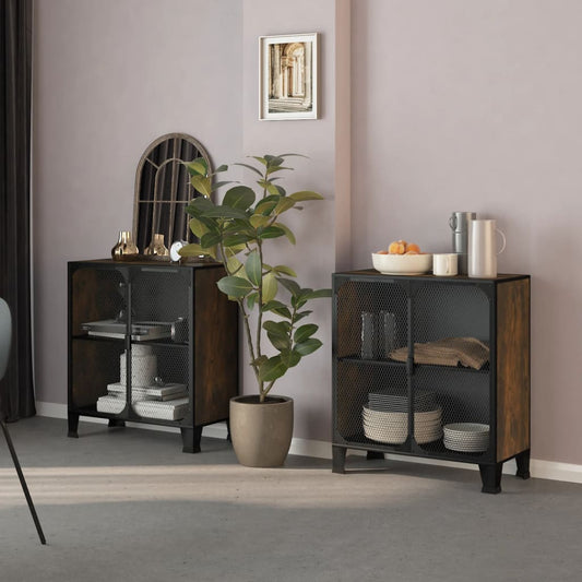 Säilytyskaapit 2kpl rustiikkinen ruskea 72x36x82 cm metalli/MDF - Sisustajankoti.fi