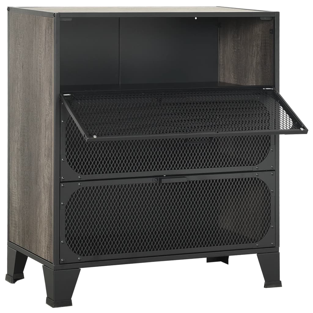 Säilytyskaapit 2 kpl harmaa 72x36x82 cm metalli ja MDF - Sisustajankoti.fi