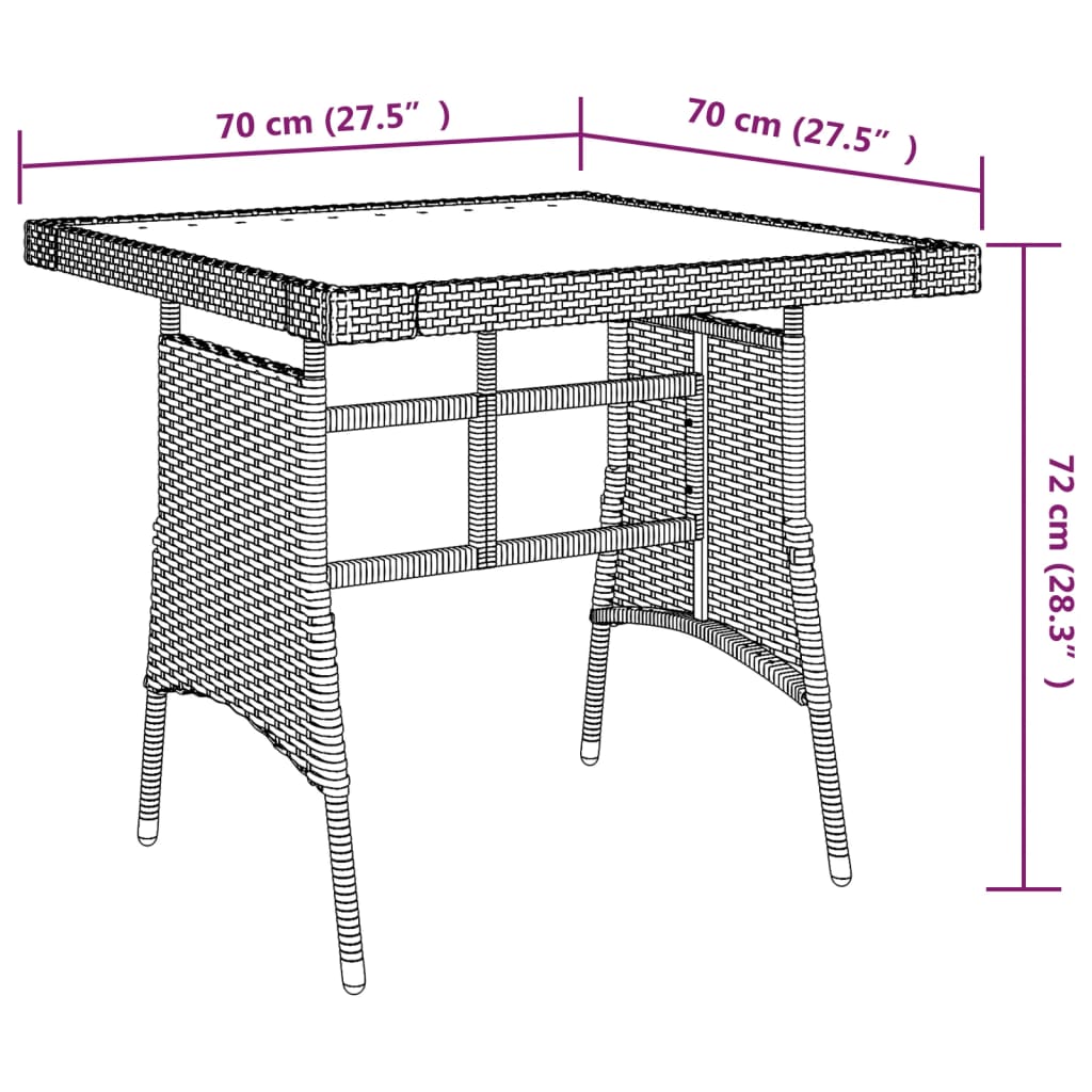 Puutarhapöytä musta 70x70x72 cm polyrottinki ja akaasiapuu - Sisustajankoti.fi