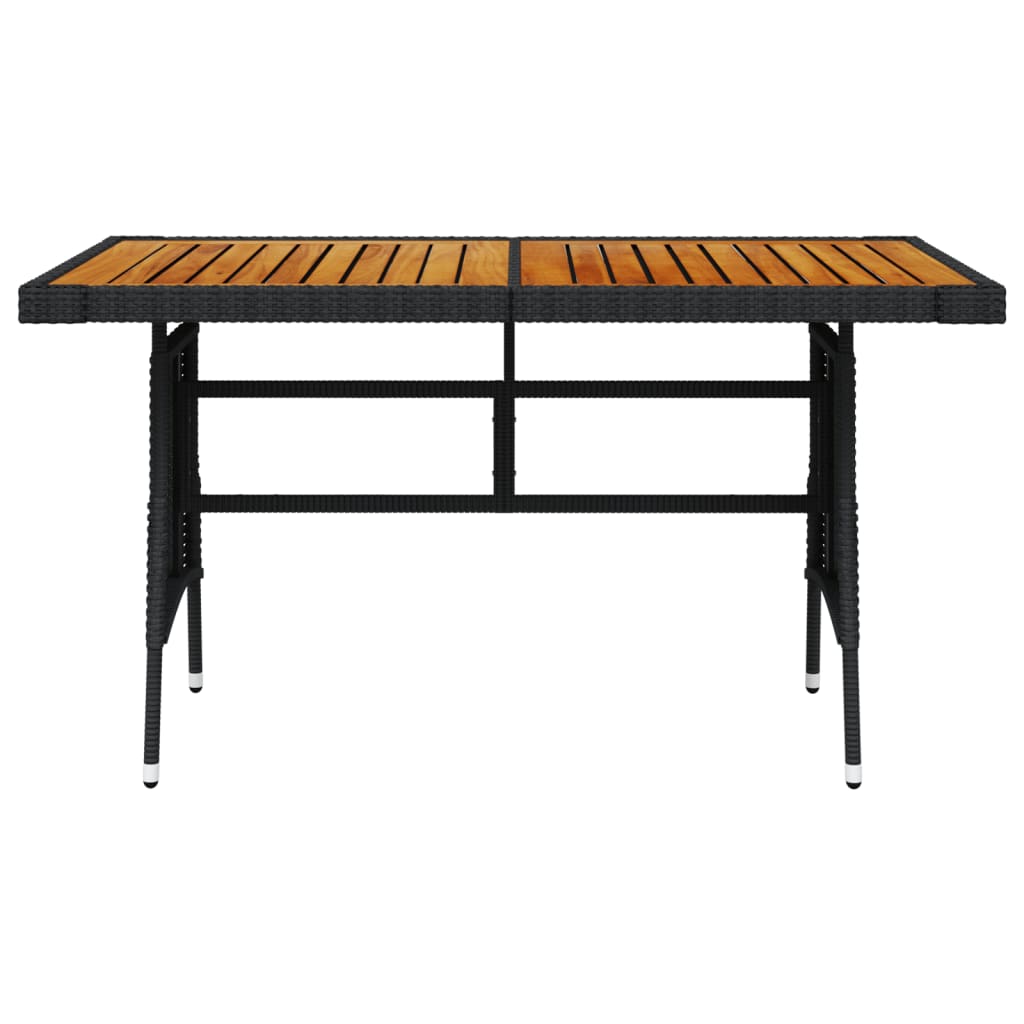 Puutarhapöytä musta 130x70x72 cm polyrottinki ja akaasiapuu - Sisustajankoti.fi