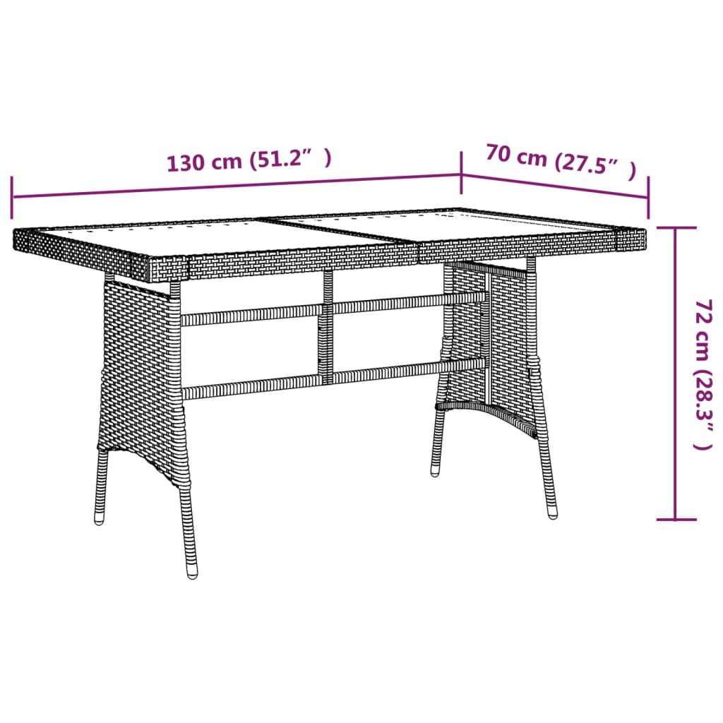 Puutarhapöytä musta 130x70x72 cm polyrottinki ja akaasiapuu - Sisustajankoti.fi