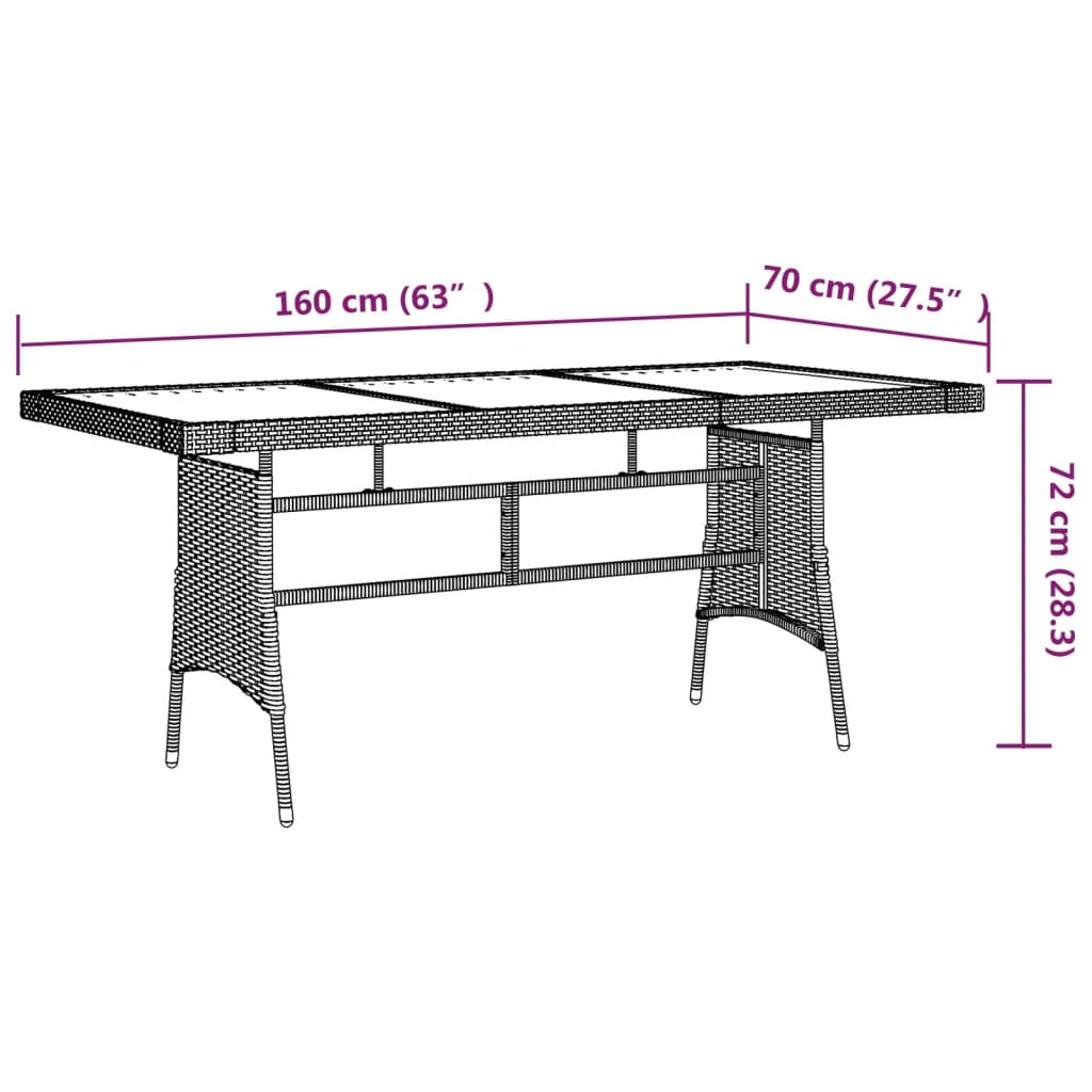 Puutarhapöytä musta 160x70x72 cm polyrottinki ja akaasiapuu - Sisustajankoti.fi