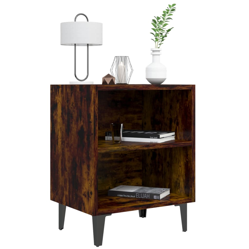 Yöpöydät metallijaloilla 2 kpl savutammi 40x30x50 cm - Sisustajankoti.fi