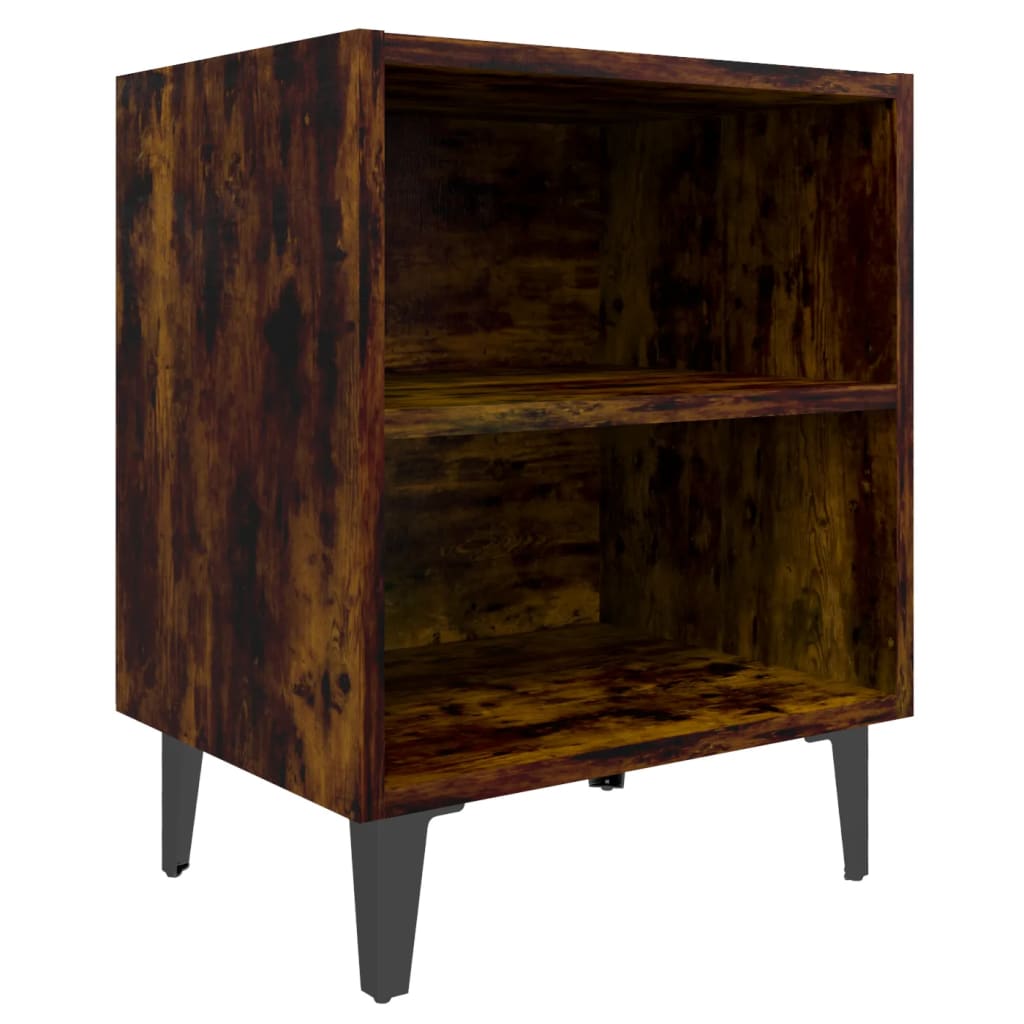 Yöpöydät metallijaloilla 2 kpl savutammi 40x30x50 cm - Sisustajankoti.fi