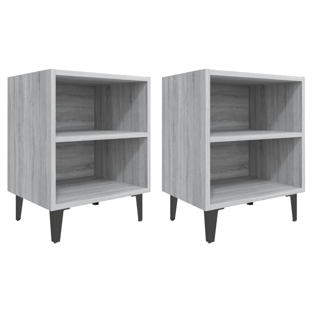Yöpöydät metallijaloilla 2 kpl harmaa Sonoma 40x30x50 cm - Sisustajankoti.fi
