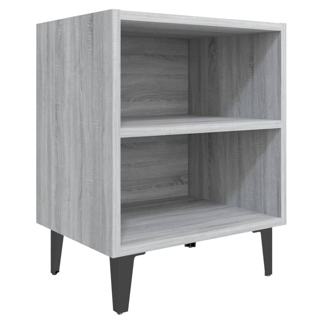 Yöpöydät metallijaloilla 2 kpl harmaa Sonoma 40x30x50 cm - Sisustajankoti.fi