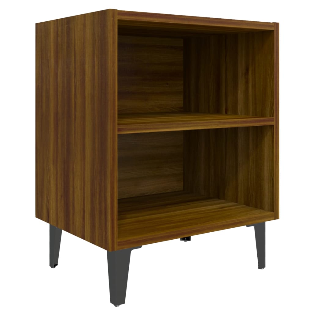 Yöpöydät metallijaloilla 2 kpl ruskea tammi 40x30x50 cm - Sisustajankoti.fi