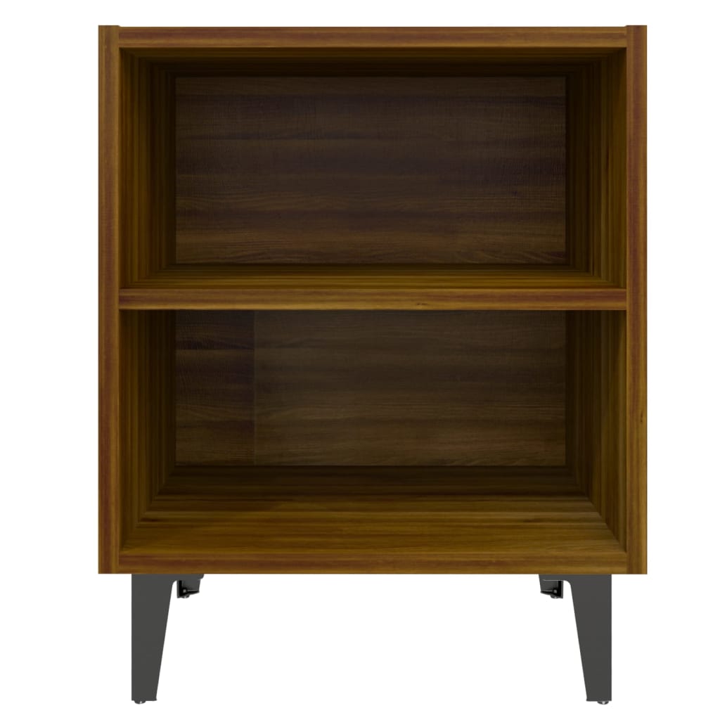 Yöpöydät metallijaloilla 2 kpl ruskea tammi 40x30x50 cm - Sisustajankoti.fi
